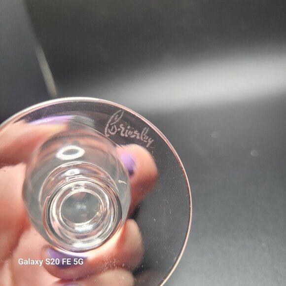 Vintage Royal Brierley Crystal Bud Vase Cut Glass Etched Footed Signed - Picture 6 of 11